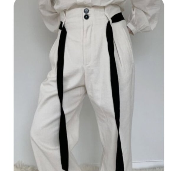 Polder Cream Trousers with Black Tie Belt - Picture 1 of 5